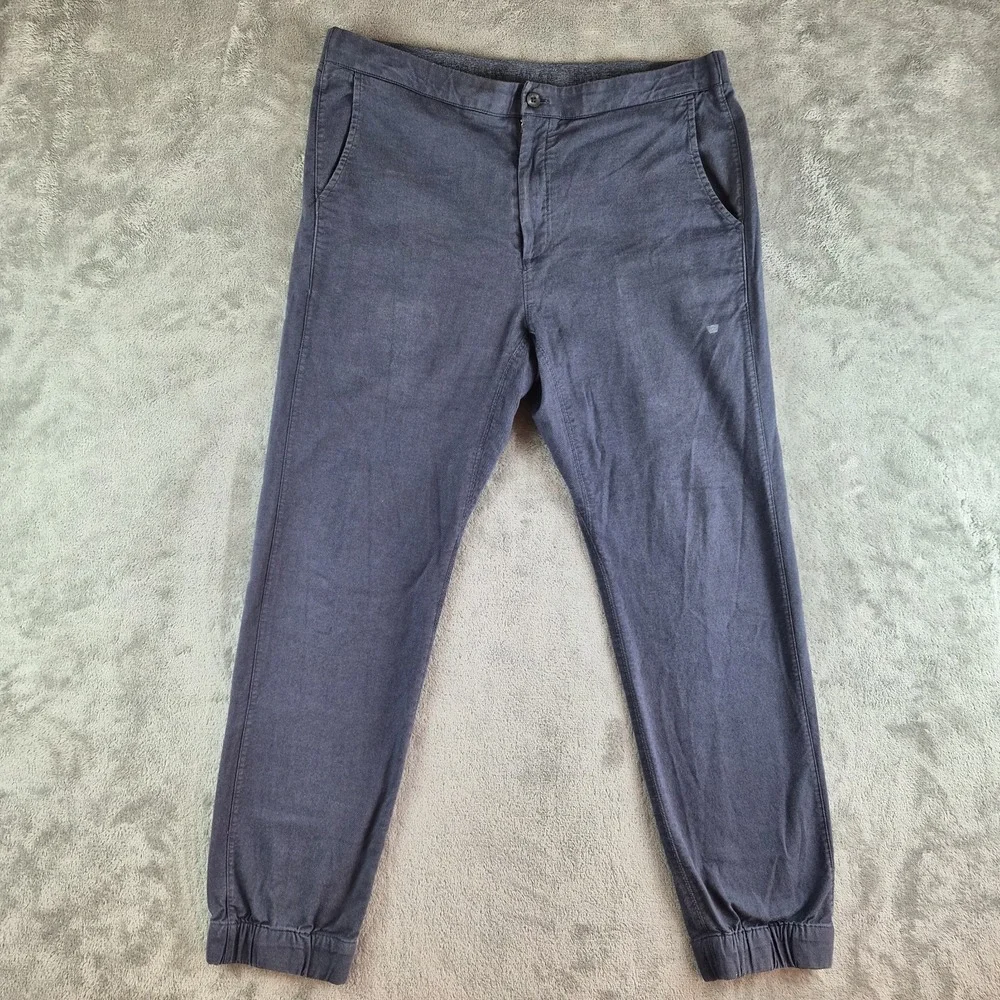 Mack Weldon Jogger Mens Pants Large Blue Stretch Elastic Waist Hem Drawstring